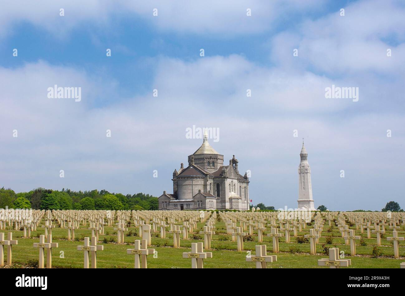 War graves, basilica and monument, in military cemetery, Notre Dame de