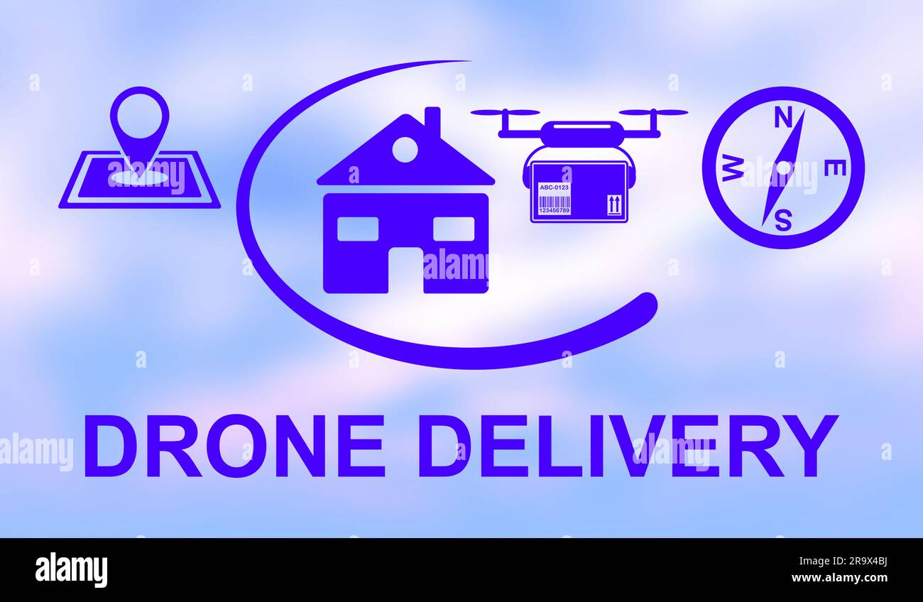 Illustration of a drone delivery concept Stock Photo - Alamy