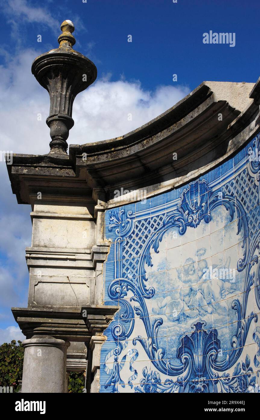 Painted tiles, house front of Palacio de Estoi, 19th century, Estoi