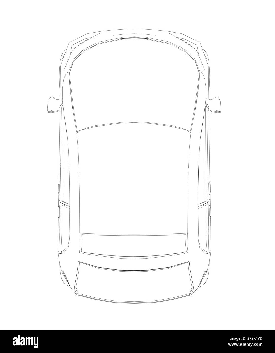 Vector flat illustration of contour small car. City car blueprint ...