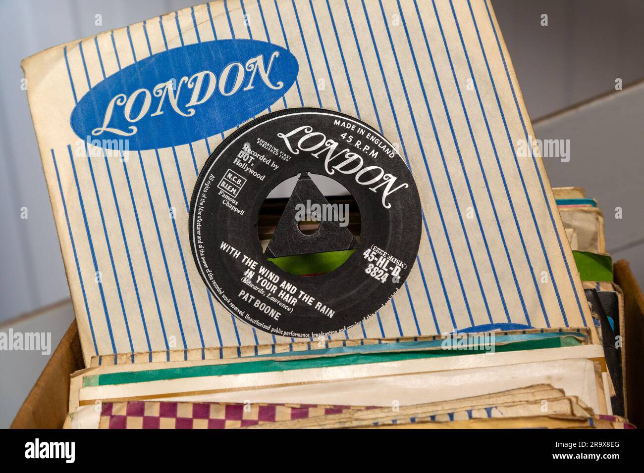 Pat Boone 45 RPM vinyl single record London label on display in