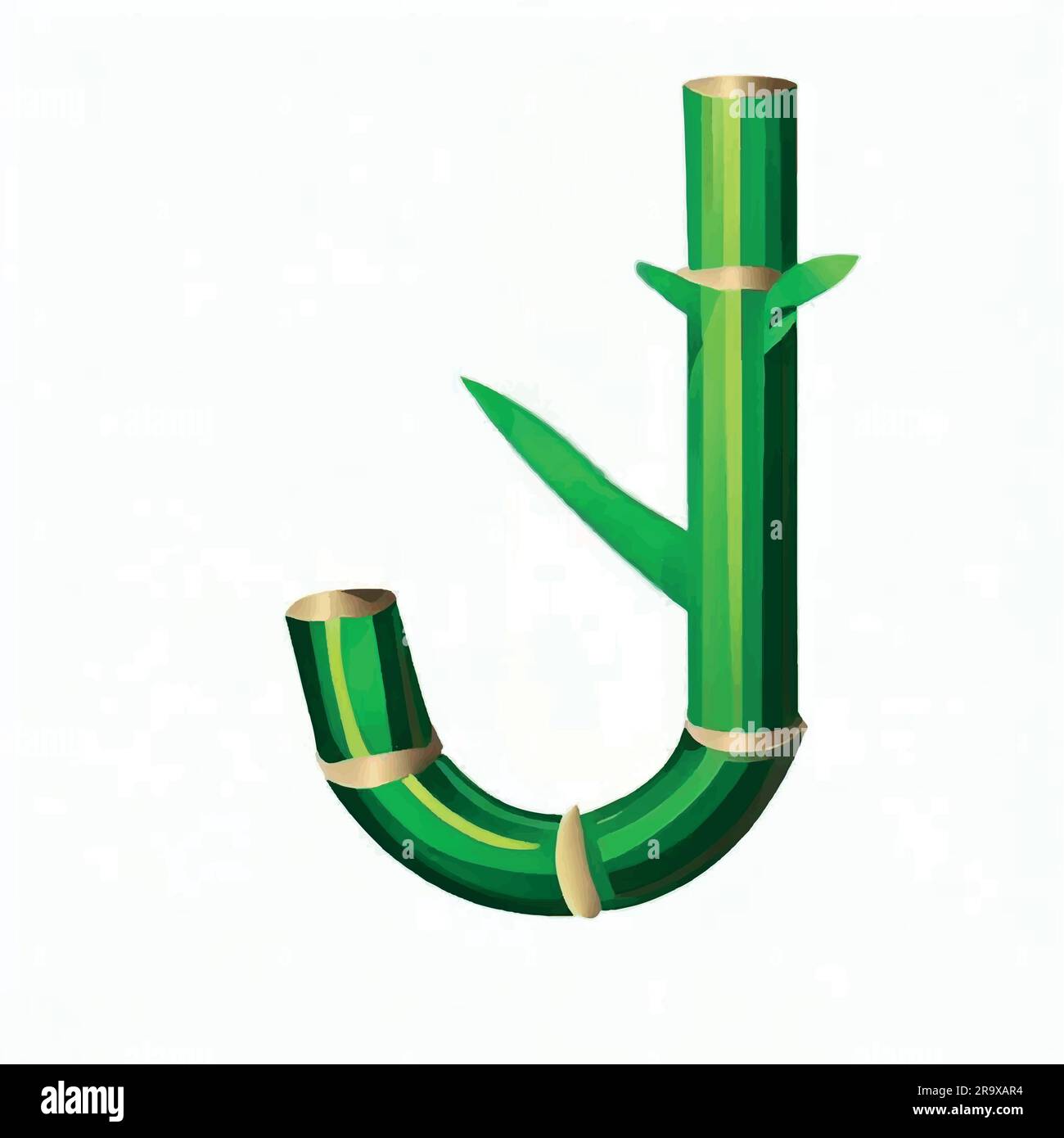 green bamboo letter J logo icon on a white background Stock Vector