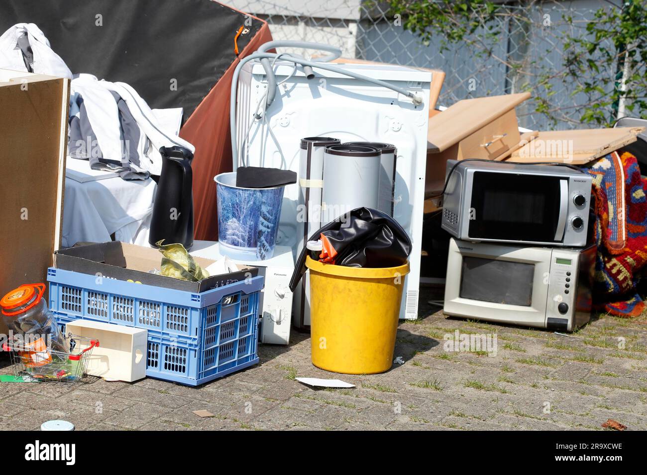 Electronic waste, bulky waste standing by the roadside, Germany Stock