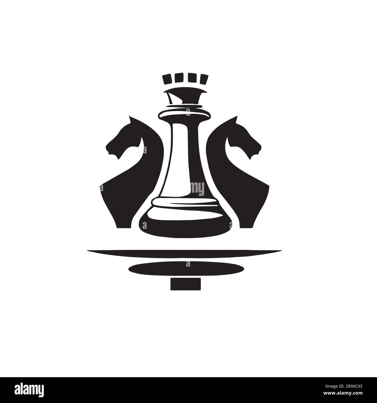 chess game horses and rook logo illustration Stock Vector
