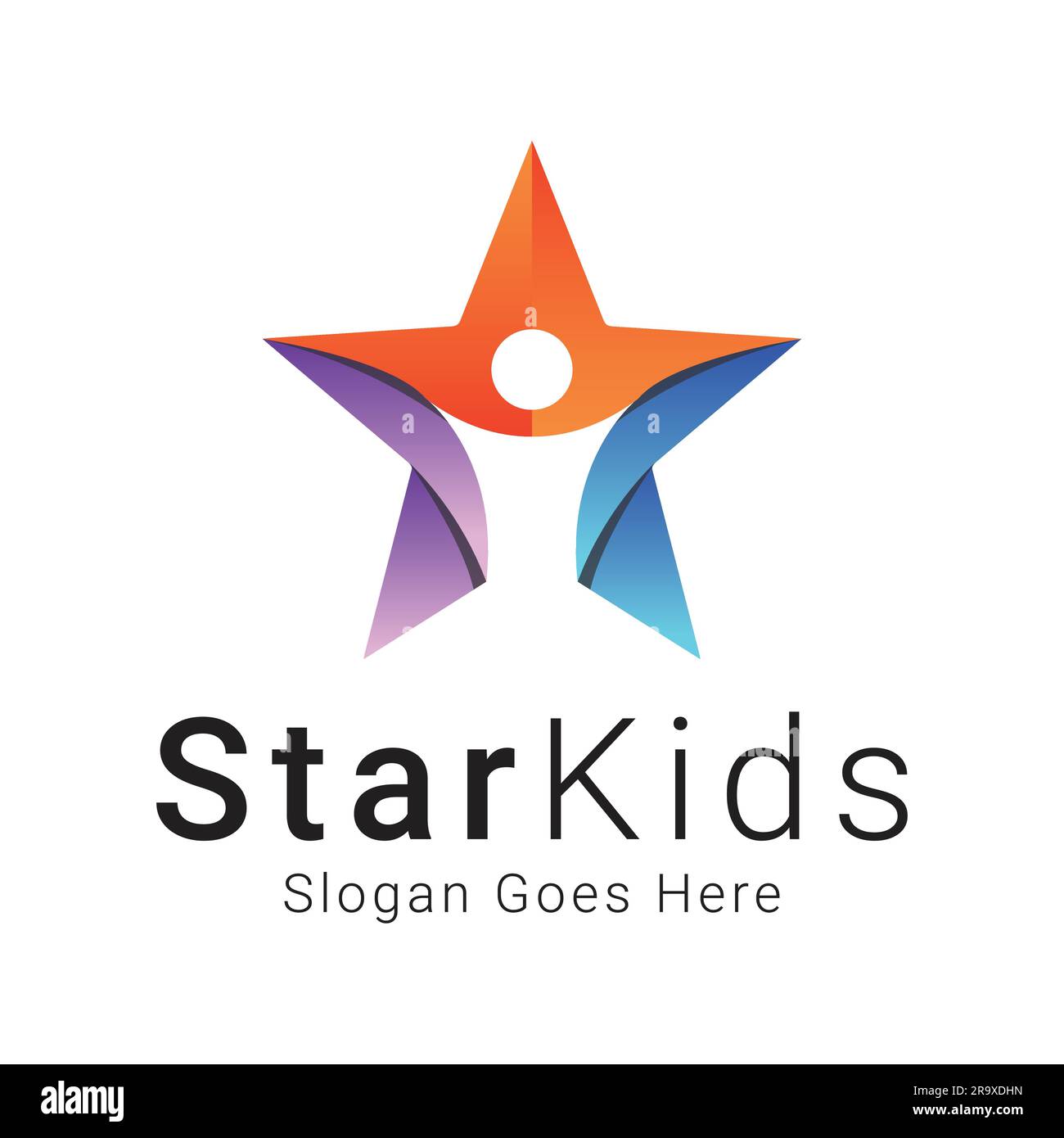 Star Kids Reach Star Logo Design 3D Reaching Dream Star Logo Stock Vector