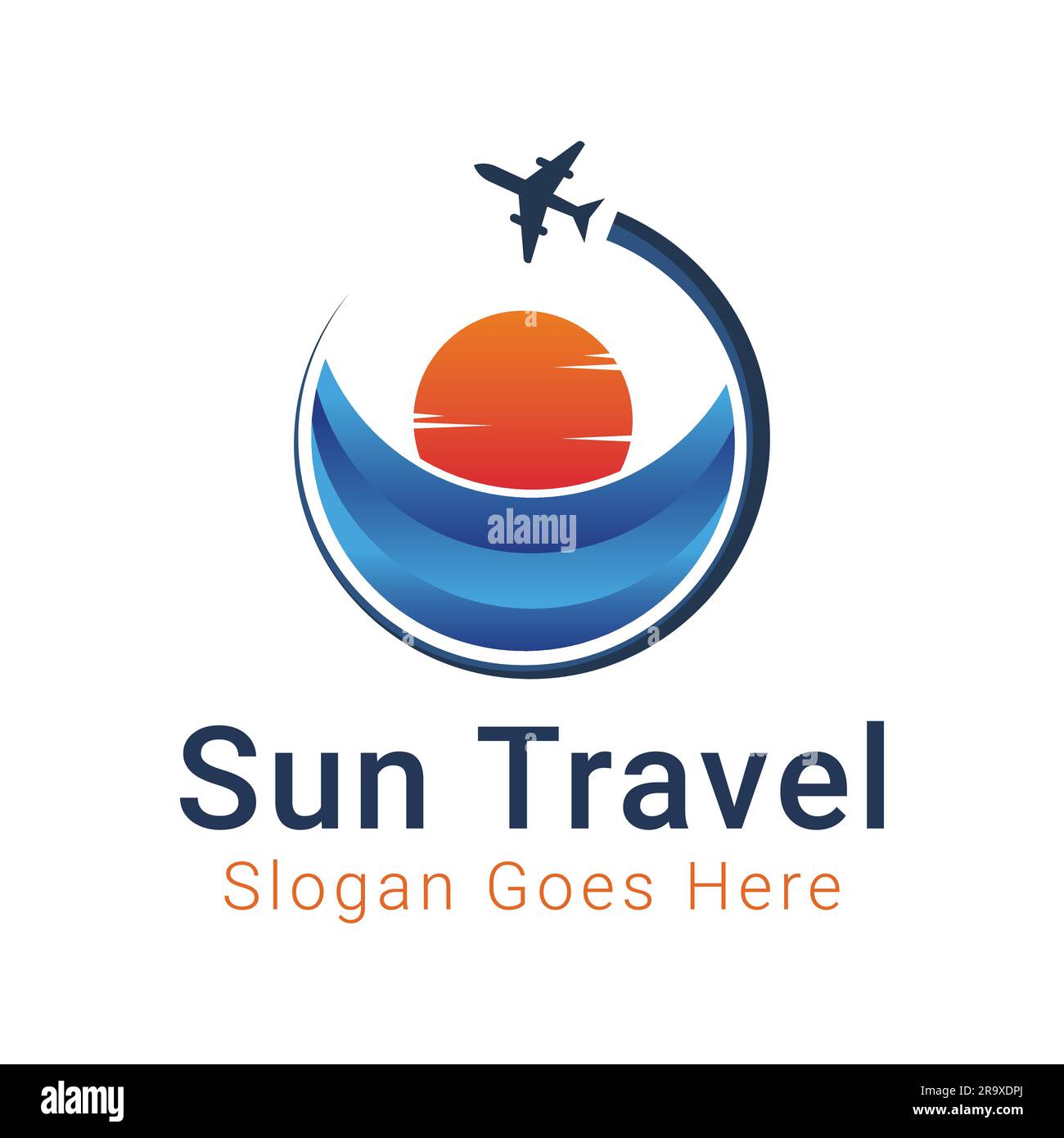 Sun Travel Logo Design Travel Earth Logotype Flying Plane World