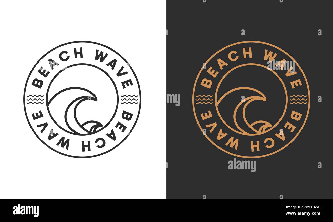 Beach Waves Logo Design Travel Beach Surfing Logotype Stock Vector