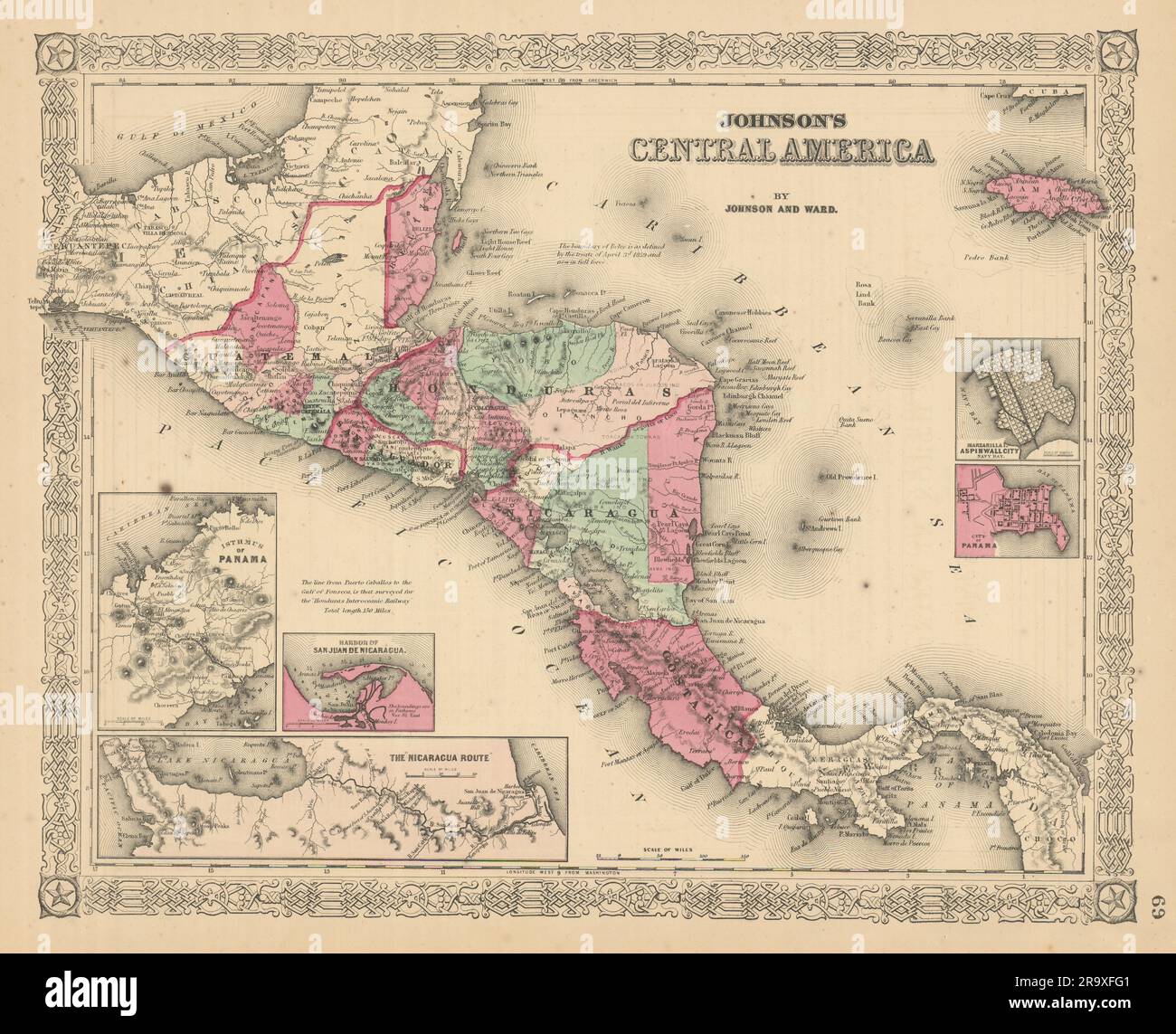 Costa rica map vintage hi-res stock photography and images