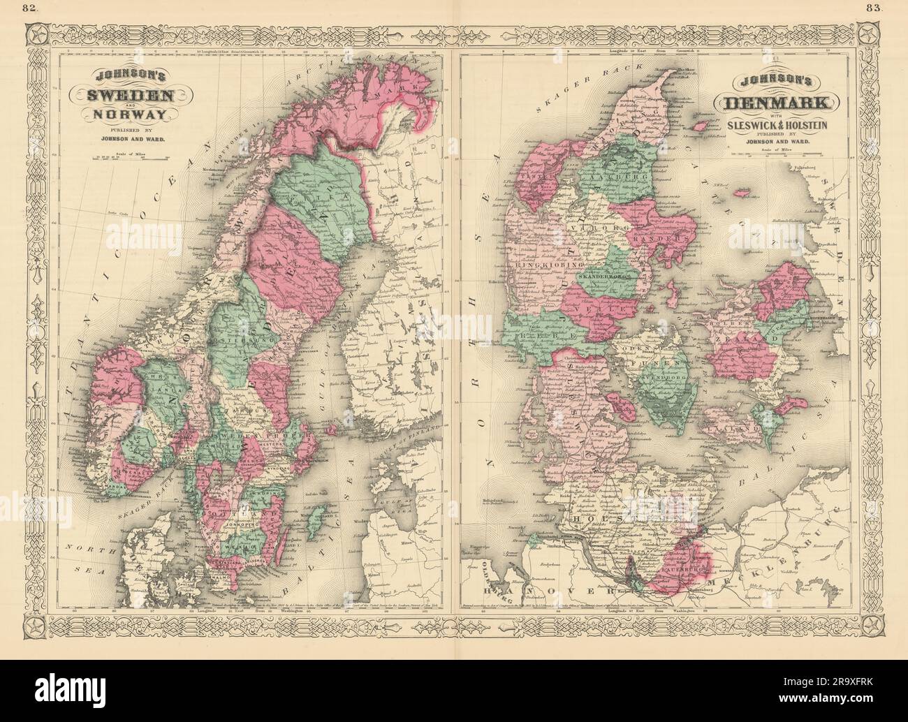 Johnson's Sweden, Norway & Denmark with Sleswick & Holstein. Schleswig