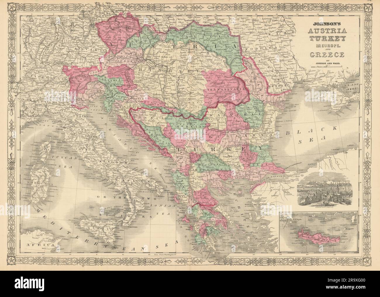 Johnsons Austria Turkey In Europe And Greece Balkans Venice 1866 Old