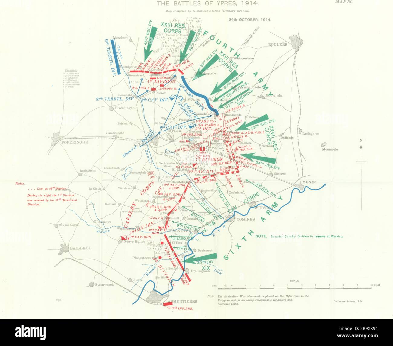 Battle of Ypres 1914. 24th October 1914. First World War. 1933 old ...