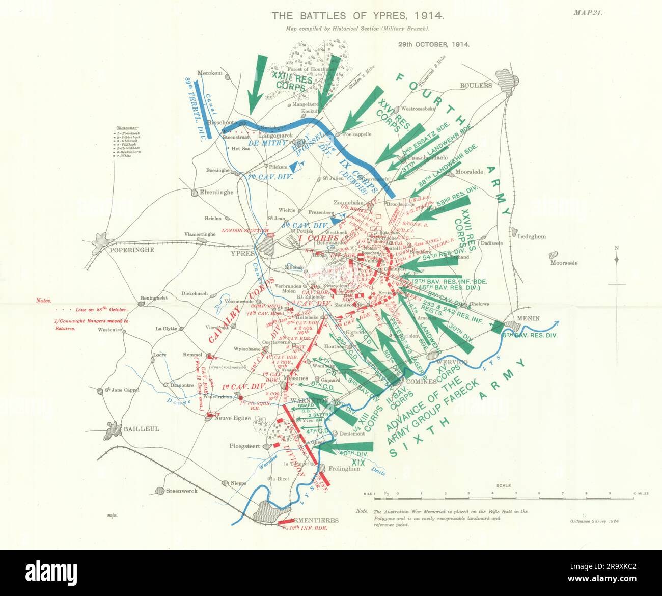 Battle of Ypres 1914. 29th October 1914. First World War. 1933 old ...