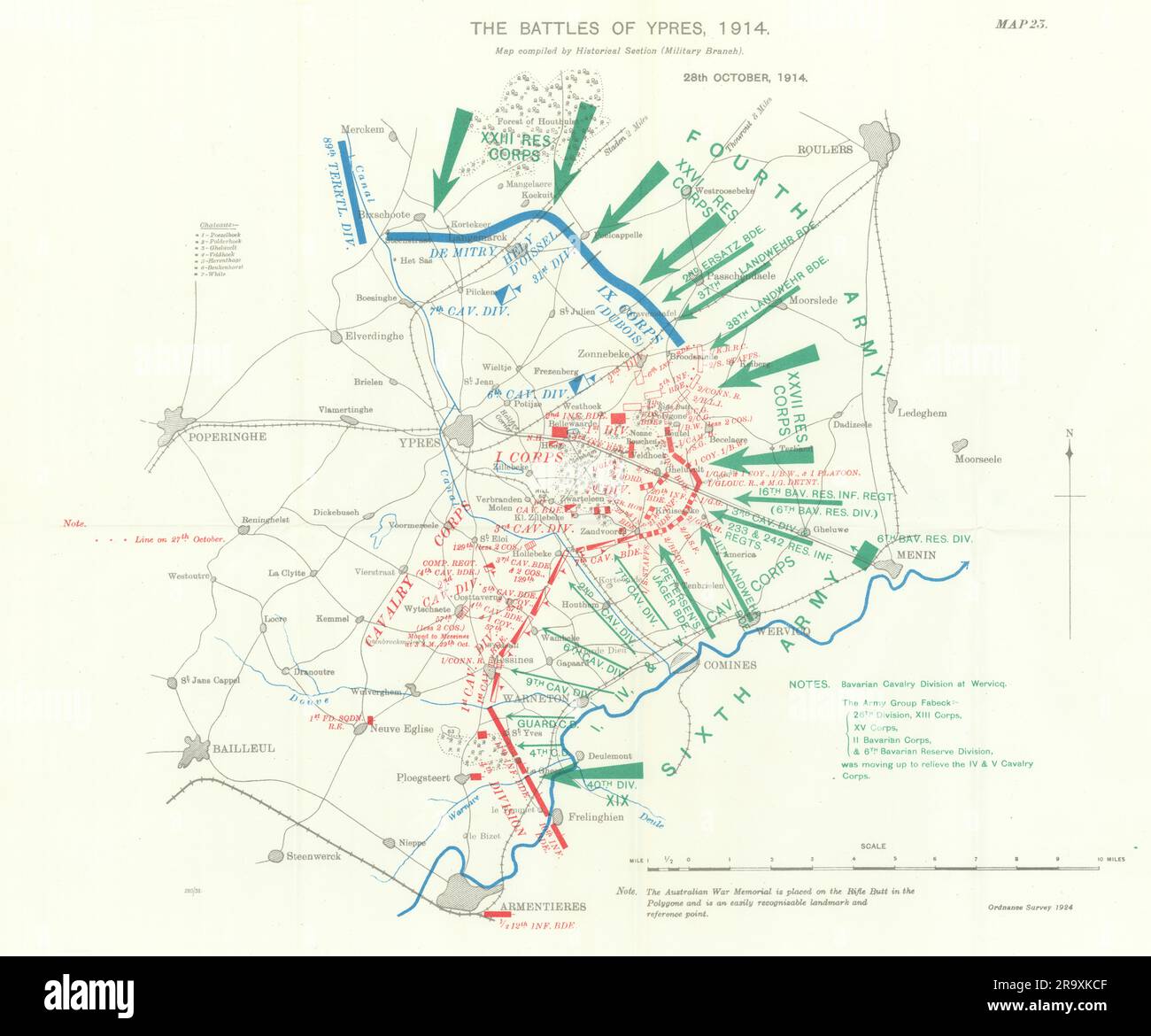 Battle of Ypres 1914. 28th October 1914. First World War. 1933 old ...