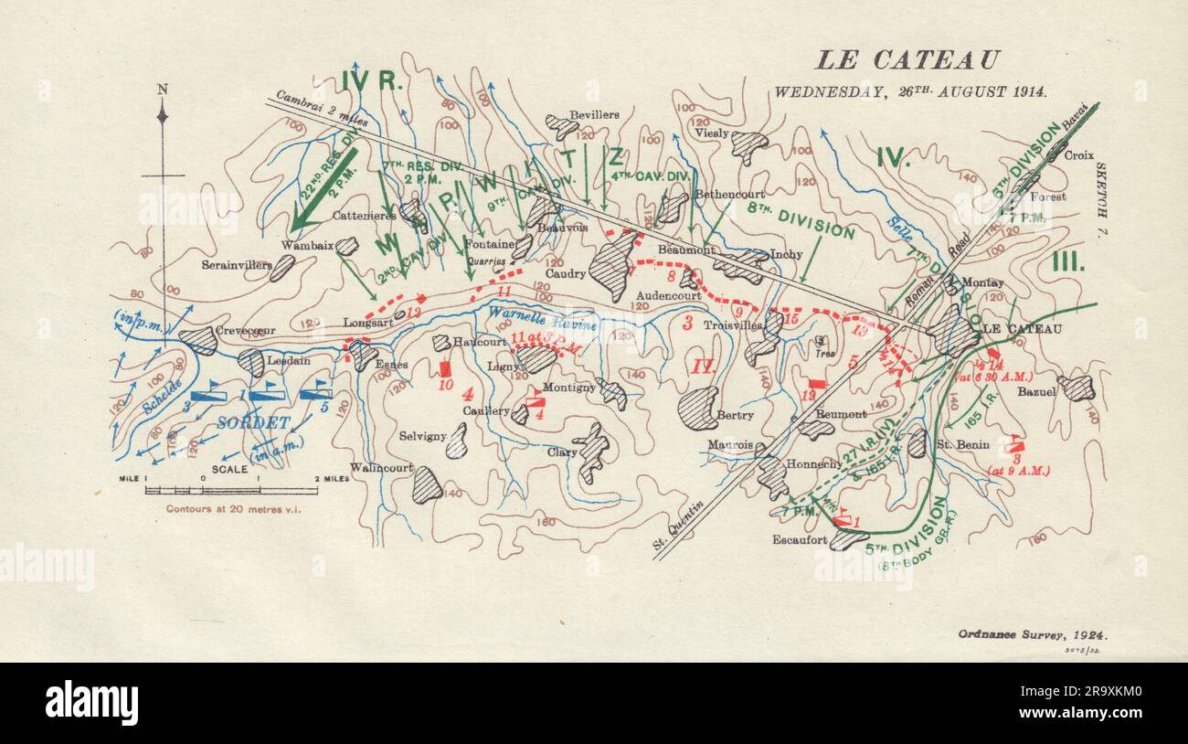 Battle of Le Cateau, 26th August 1914. First World War. 1933 old