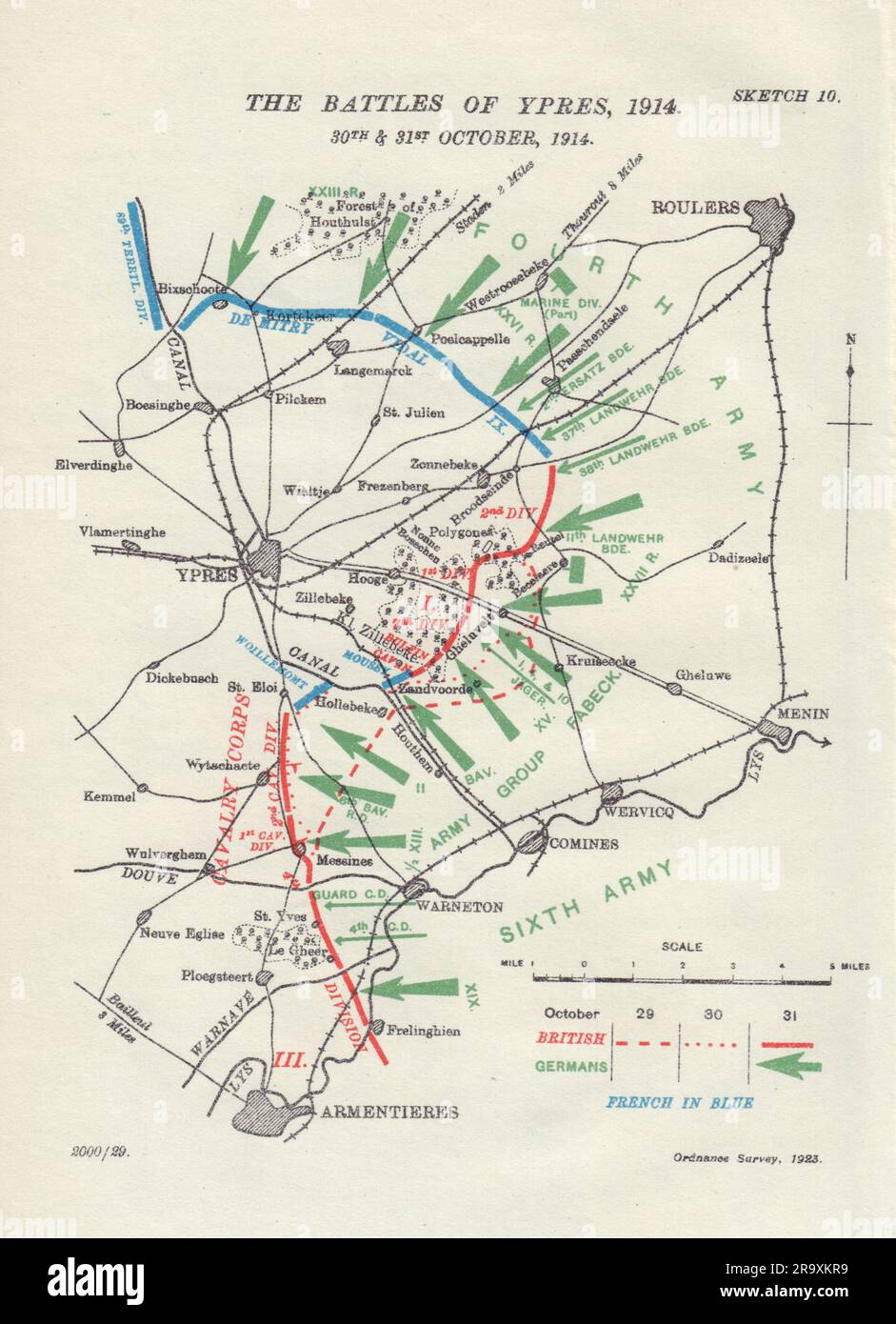 Battle of Ypres, 30th & 31st October, 1914. First World War. 1925 old ...