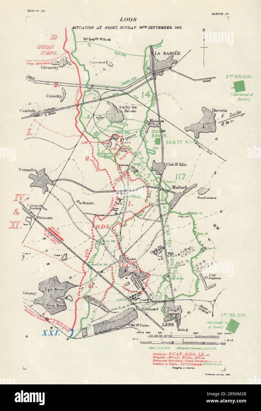 Battle of Loos, Situation at Night. 26th September 1915. WW1. Trenches ...