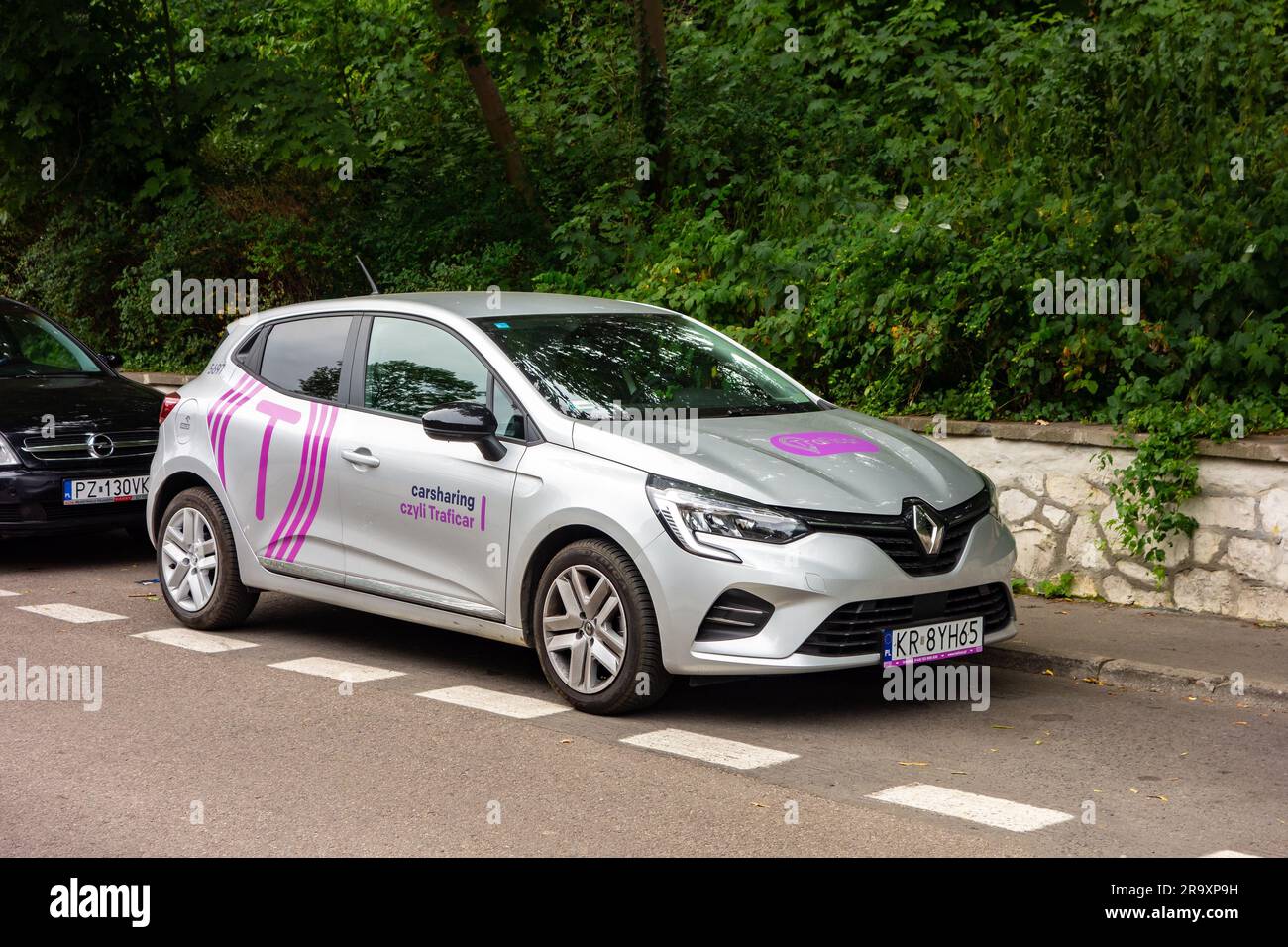 SOPOT, CZECH REPUBLIC - JULY 31, 2022: Renault Clio of Polish Traficar car sharing company in the treets of Sopot, Poland Stock Photo