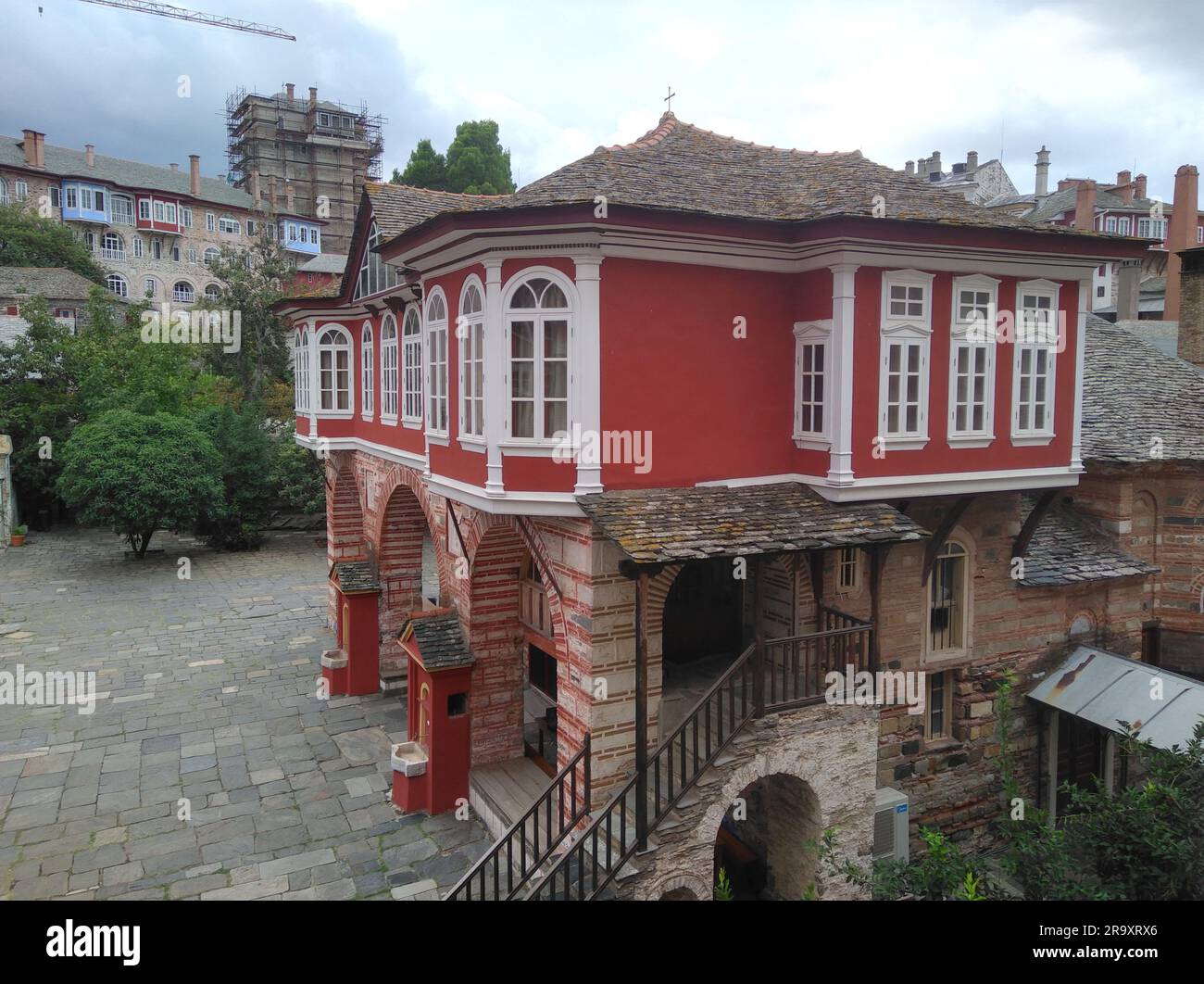The Monastery of Vatopedi is a monastery built on Mount Athos Stock ...