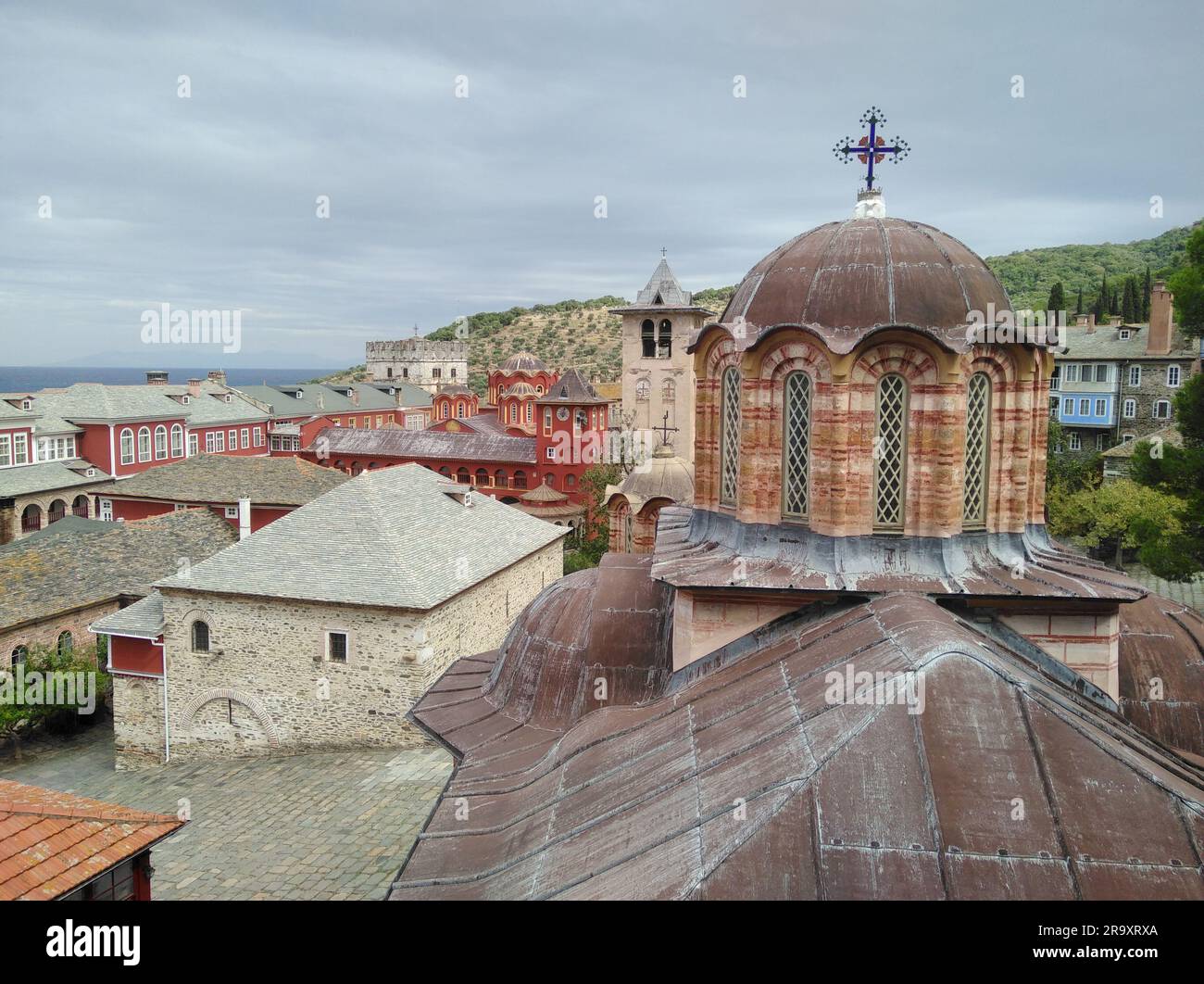 The Monastery of Vatopedi is a monastery built on Mount Athos Stock ...