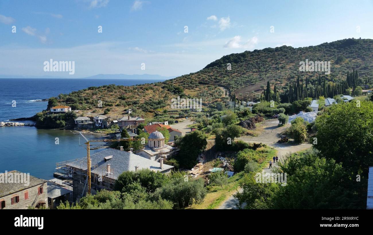 The Monastery of Vatopedi is a monastery built on Mount Athos Stock ...