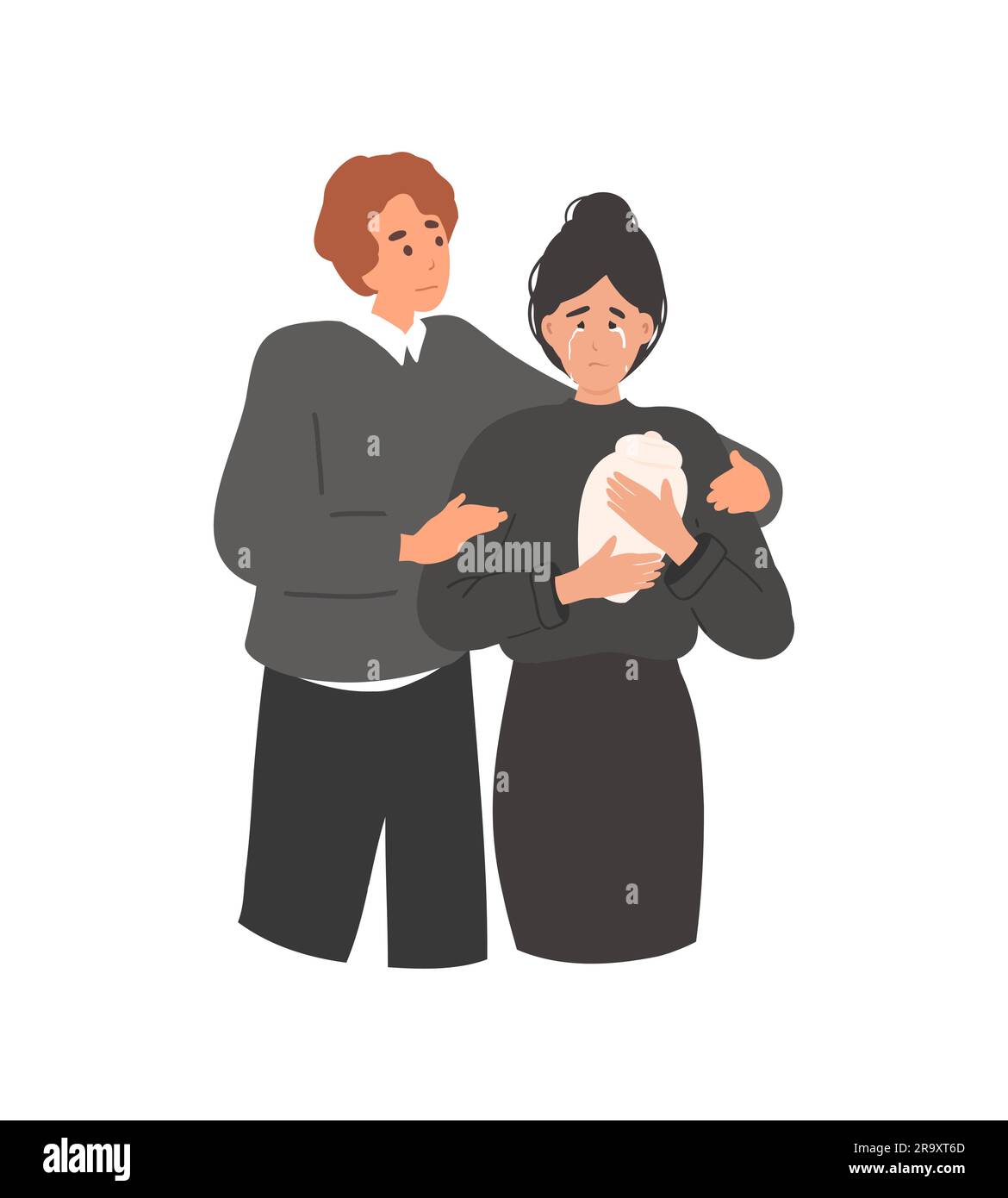 Unhappy people with bad mood, suffering from grief Stock Vector