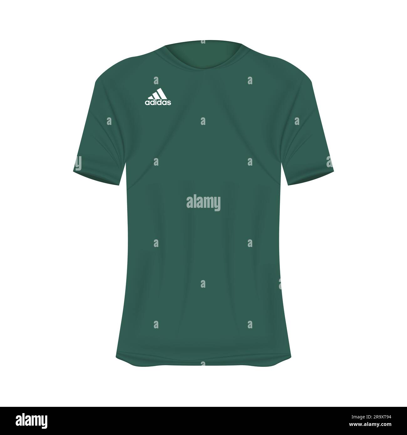 Adidas logo T-shirt mockup in green colors. Mockup of realistic shirt with  short sleeves. Blank t-shirt template with empty space for design. Adidas b  Stock Vector Image & Art - Alamy