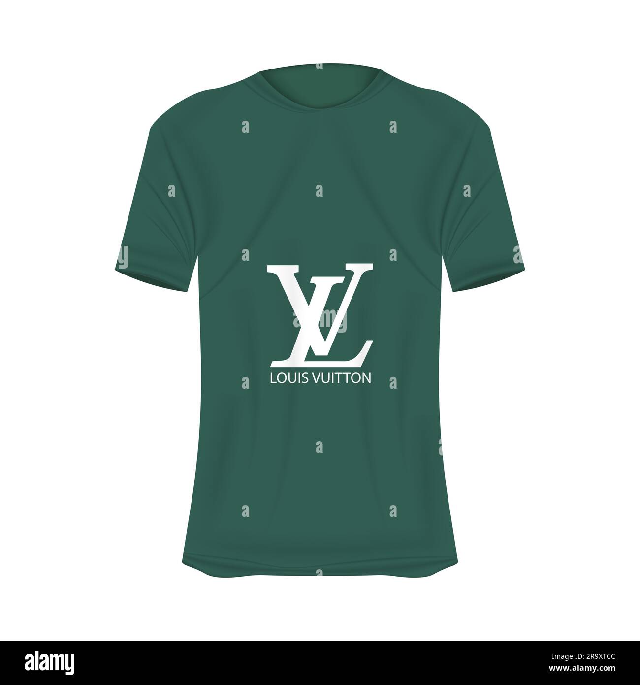 Louis Vuitton logo T-shirt mockup in green colors. Mockup of
