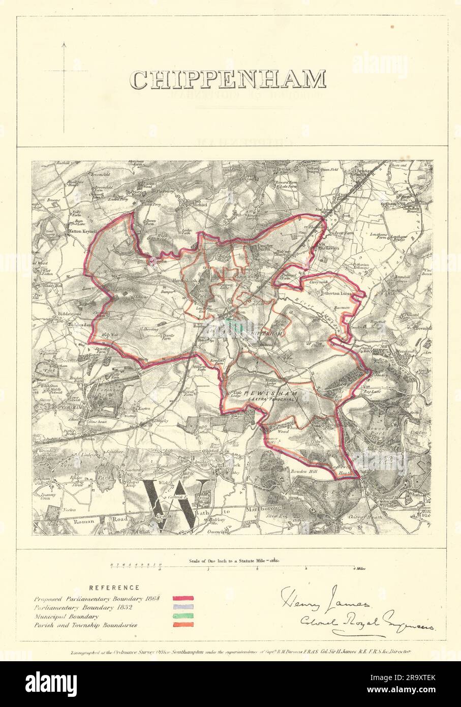 Chippenham, Wiltshire. JAMES. Parliamentary Boundary Commission 1868 ...