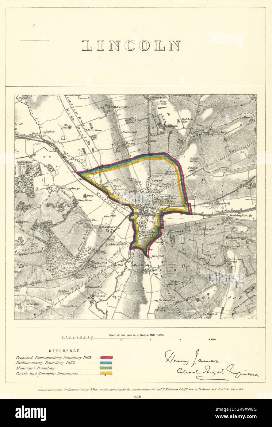 Lincoln, Lincolnshire. JAMES. Parliamentary Boundary Commission 1868