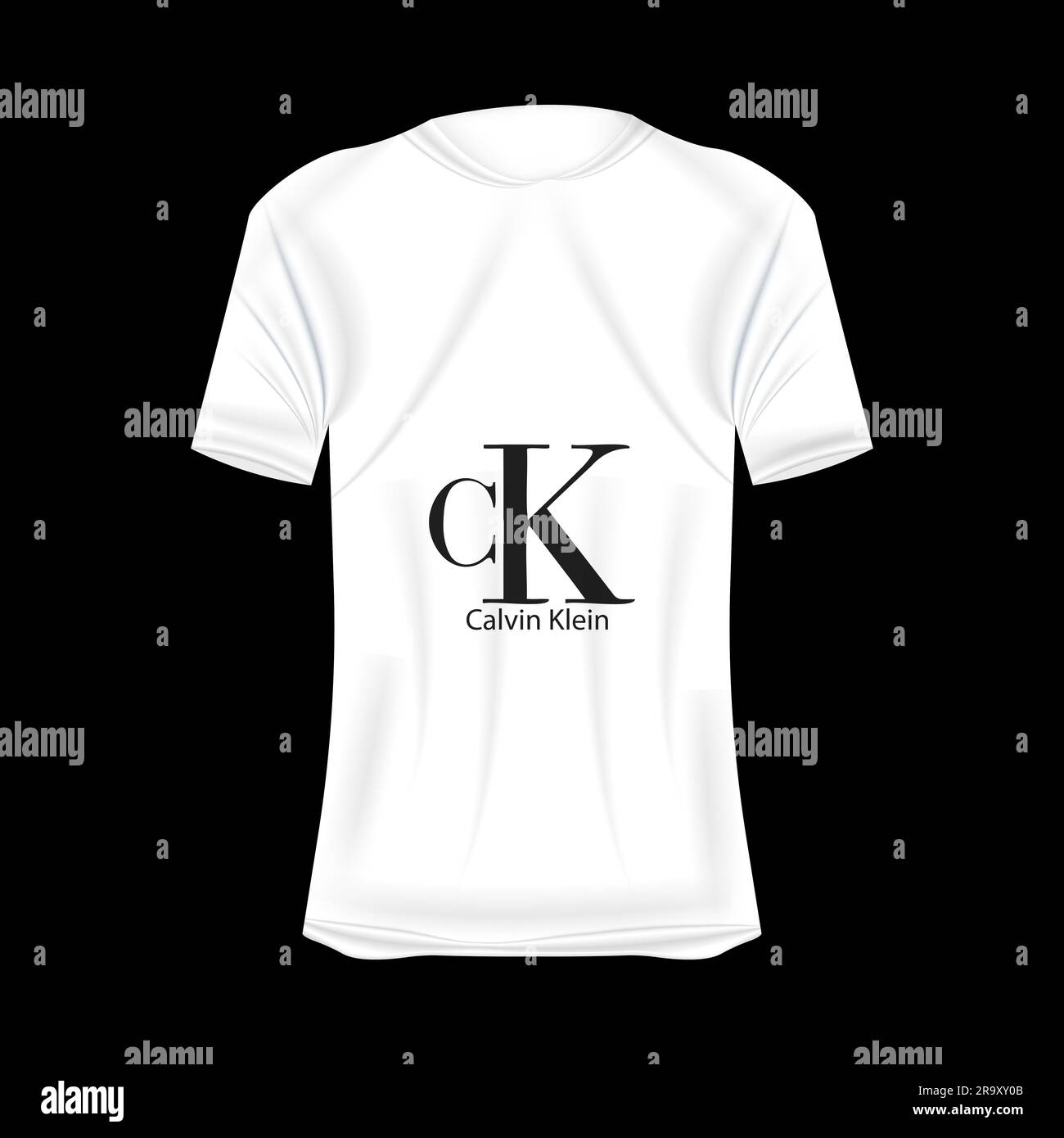 Calvin Klein logo T-shirt mockup in white colors. Mockup of realistic shirt  with short sleeves. Blank t-shirt template with empty space for design. Ca  Stock Vector Image & Art - Alamy