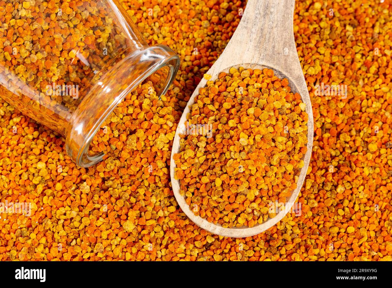 Bee Pollen Grains Natural And Healthy Food; Top View. Stock Photo