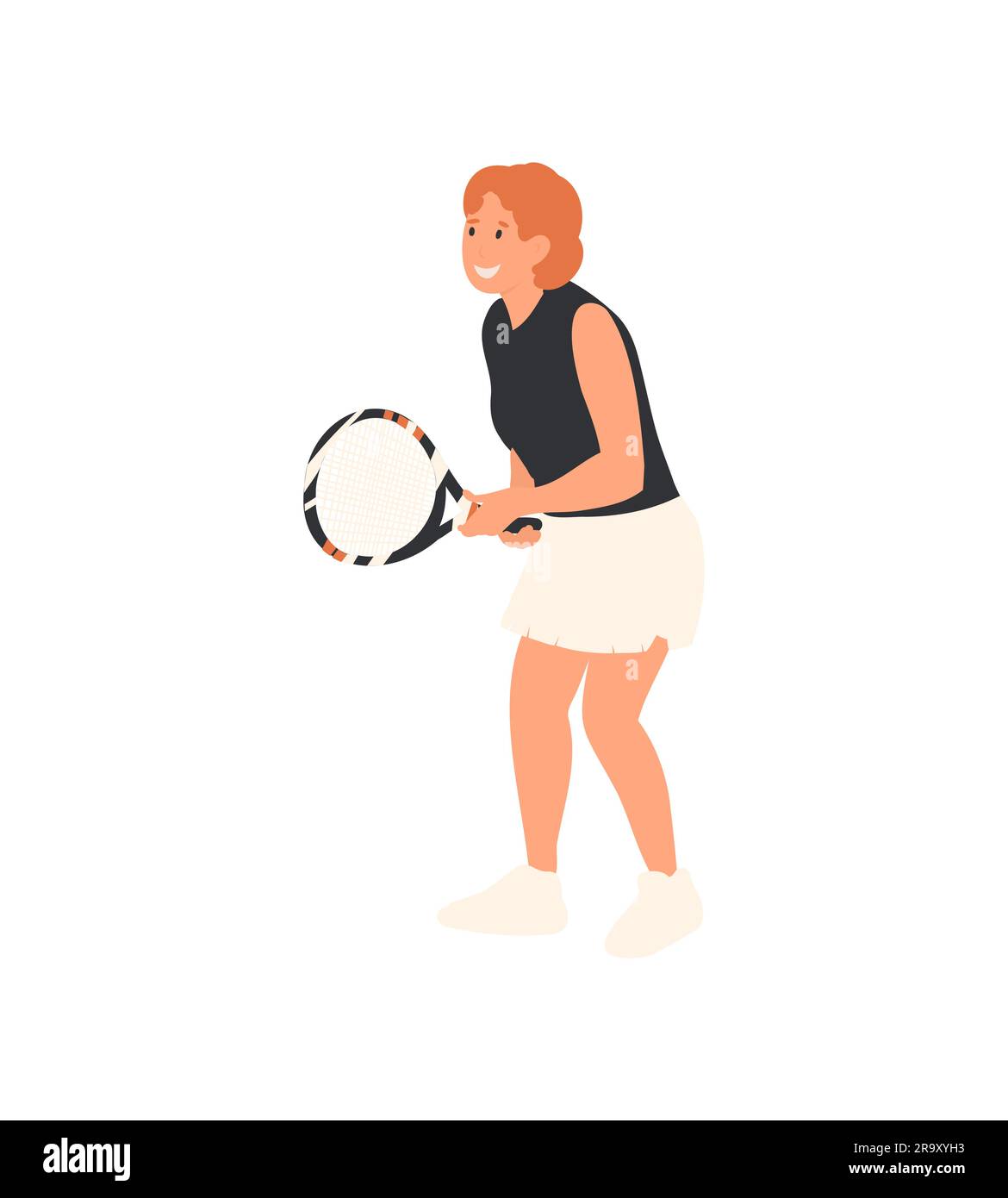 Woman tennis player, adult person playing tennis Stock Vector