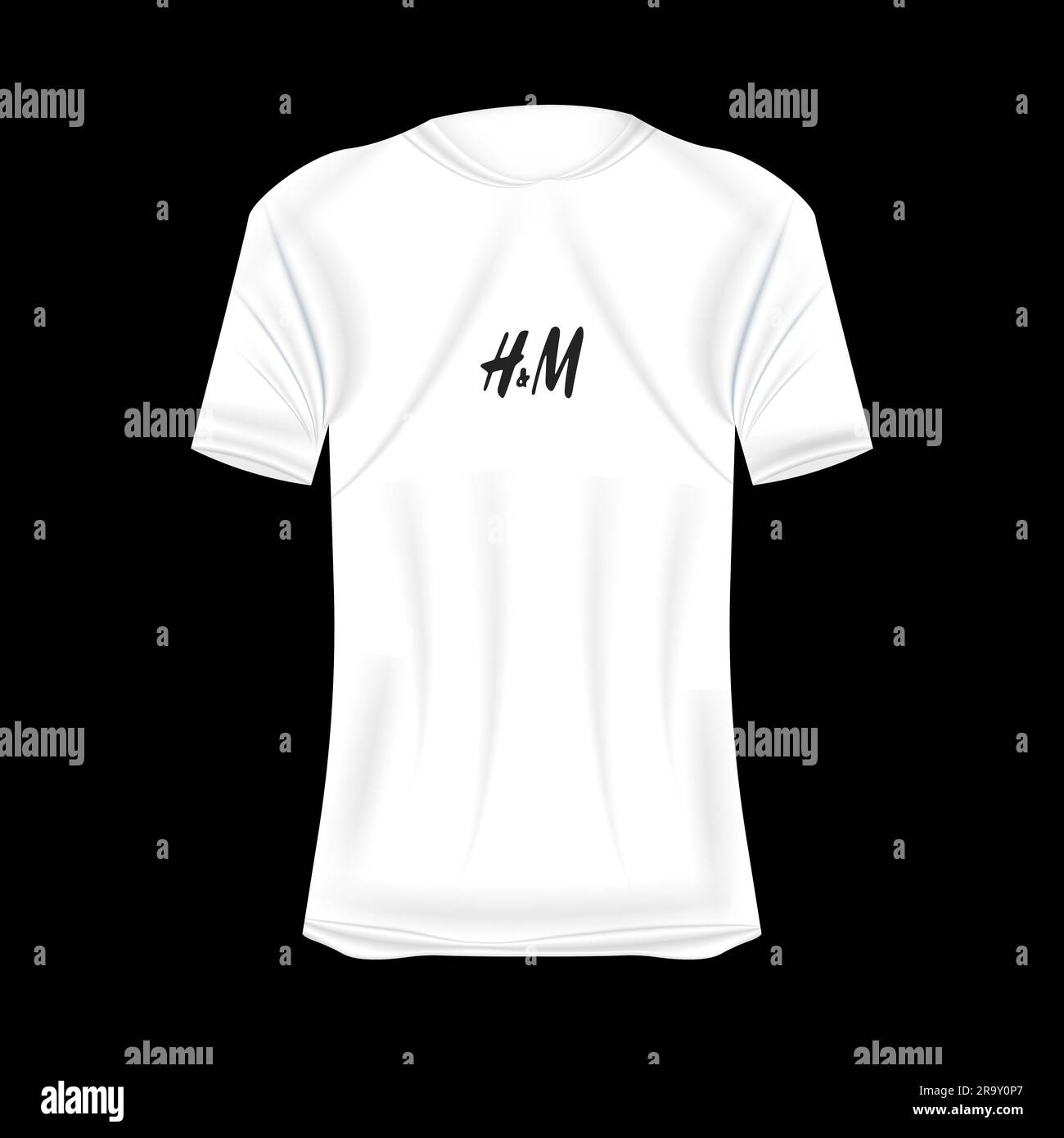 H and M logo Tshirt mockup in white colors. Mockup of realistic shirt