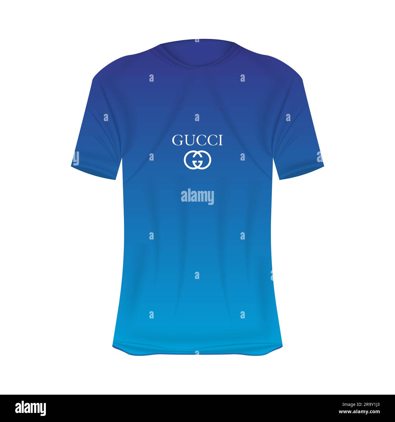 Gucci logo T-shirt mockup in blue colors. Mockup of realistic shirt ...