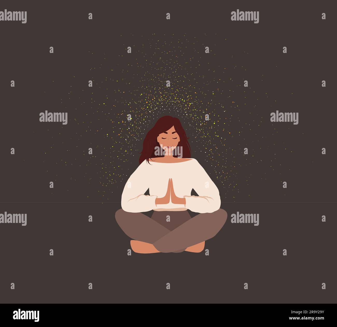 Reiki healing energy, woman in pose lotus Stock Vector Image & Art - Alamy