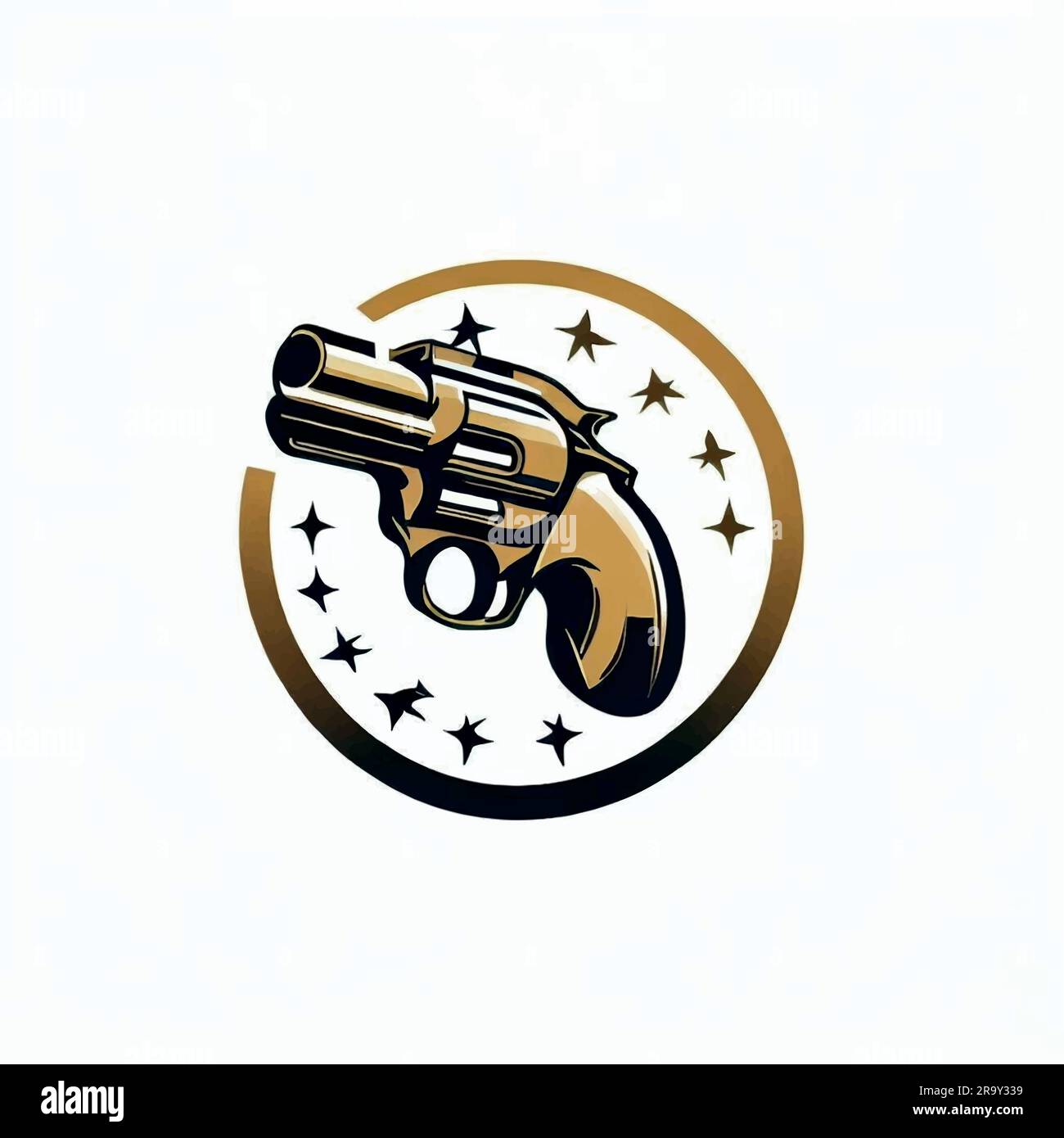 Yellow revolver logo on a white screen stock vector image art alamy