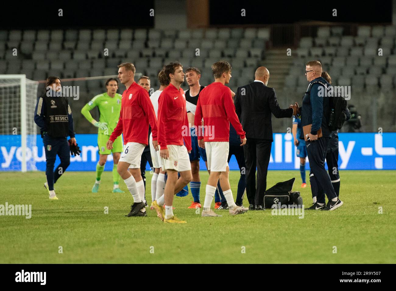 Cluj Napoca, Romania. 28th June, 2023. Norway U21 sad after loosing the