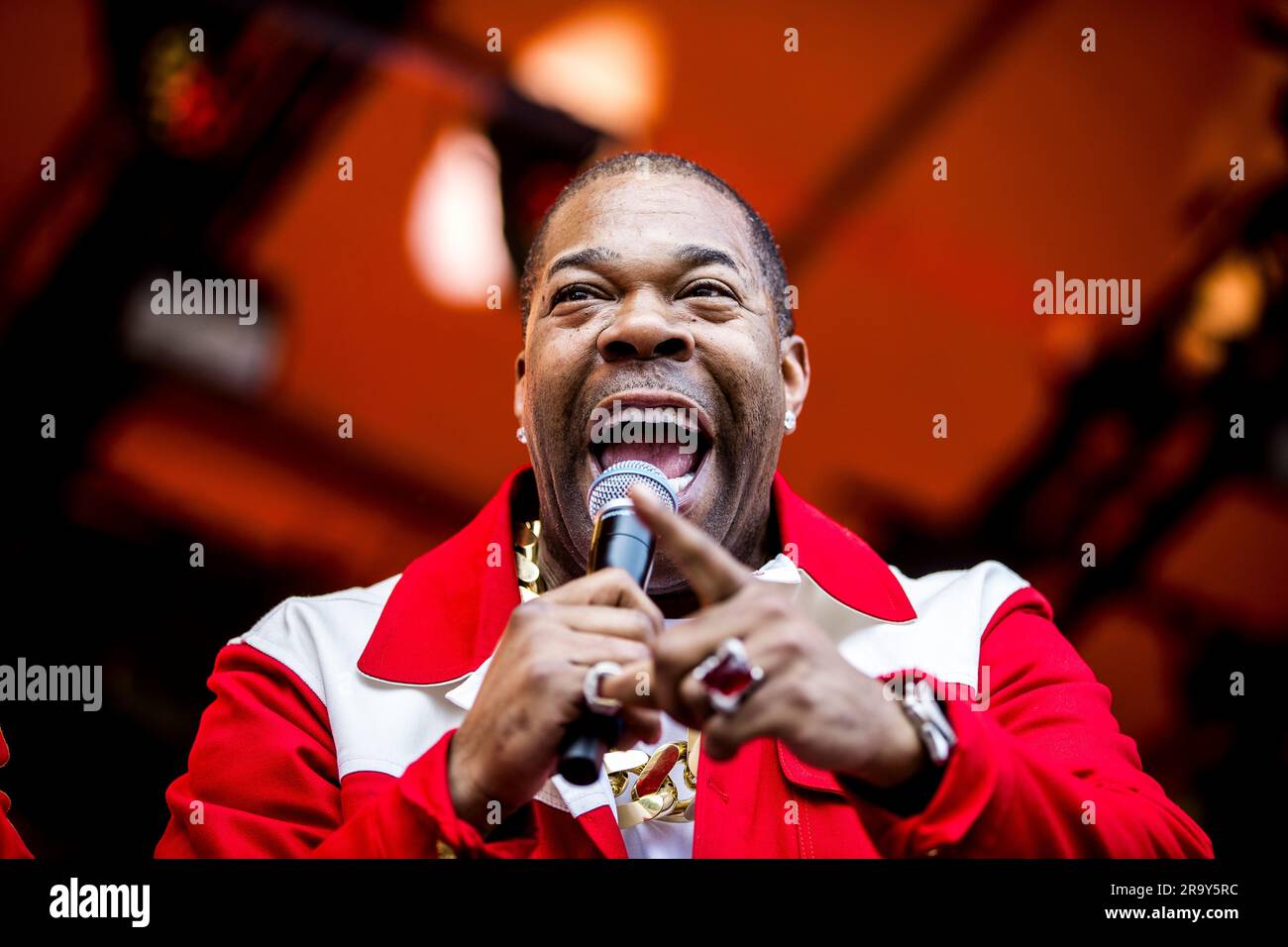 Roskilde, Denmark. 29th June, 2023. The American rapper Busta Rhymes