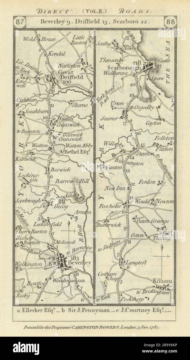 BeverleyDriffieldKilhamWillerbyScarborough road strip map PATERSON