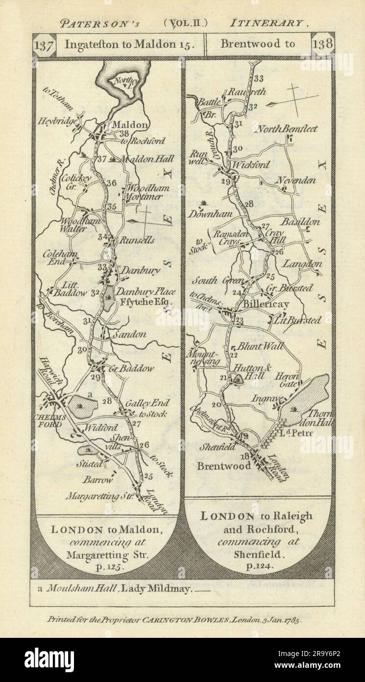 ChelmsfordDanburyMaldon. BrentwoodBillericay road strip map PATERSON