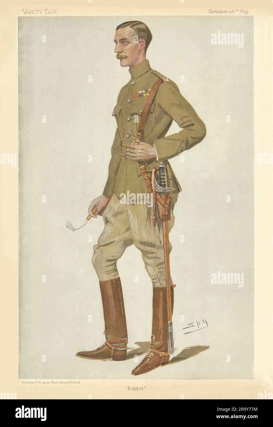 VANITY FAIR SPY CARTOON Maj Edward Montagu-Stuart-Wortley 'Eddie'. Military 1899 Stock Photo
