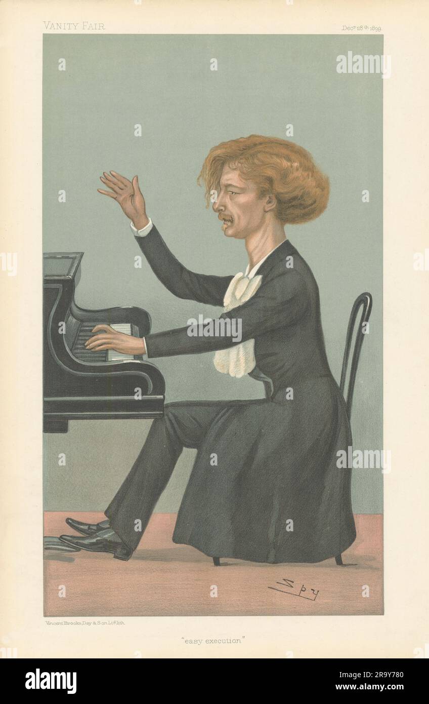VANITY FAIR SPY CARTOON Ignacy Jan Paderewski 'Easy execution'. Music 1899 Stock Photo