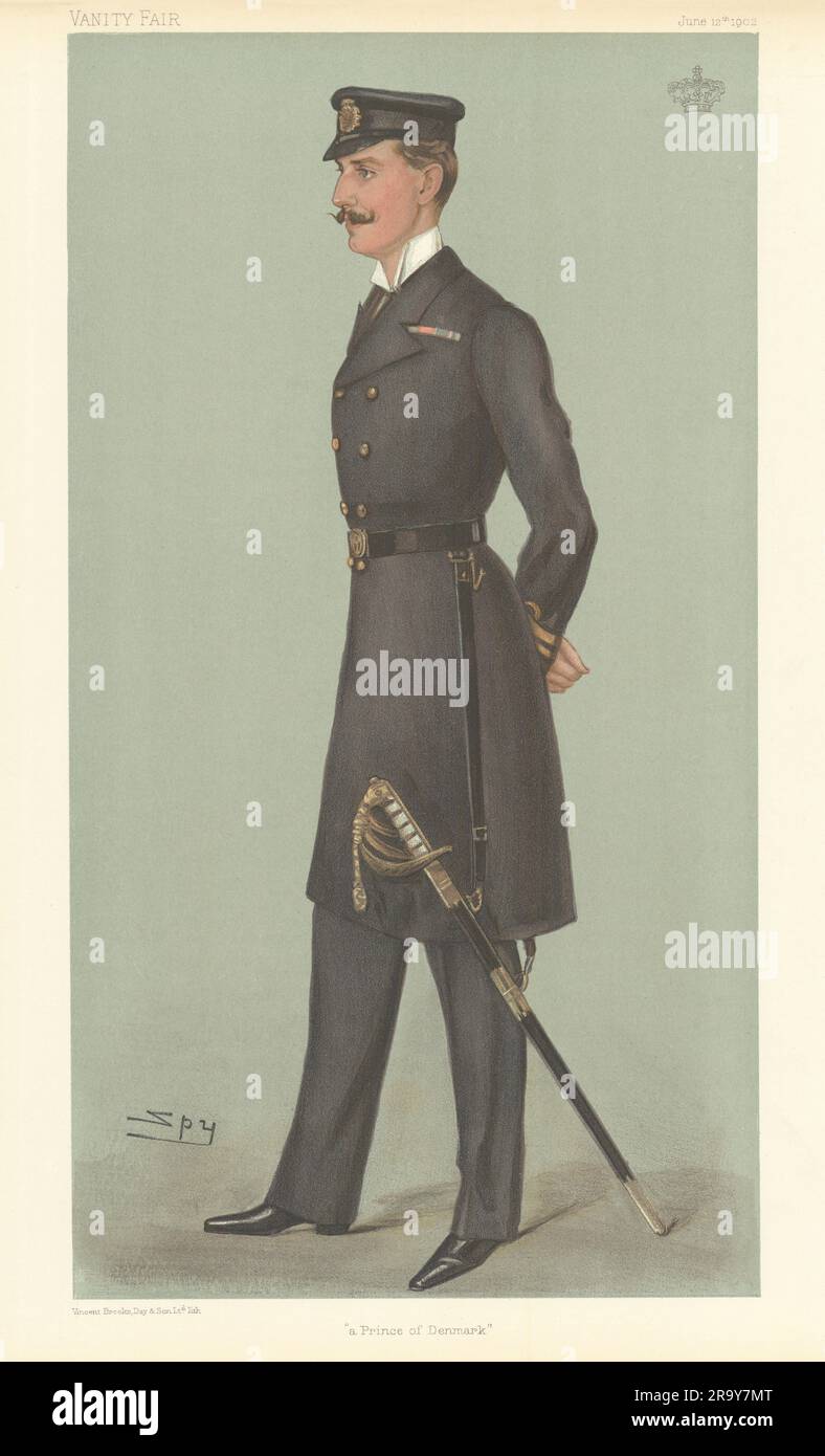 VANITY FAIR SPY CARTOON Carl 'a Prince of Denmark'. Haakon VII of Norway 1902 Stock Photo