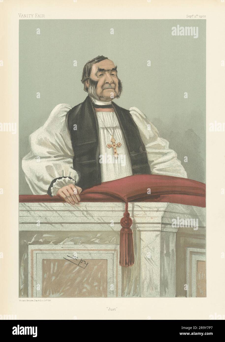 VANITY FAIR SPY CARTOON Frederick Temple, Archbishop of Canterbury. 'Just' 1902 Stock Photo