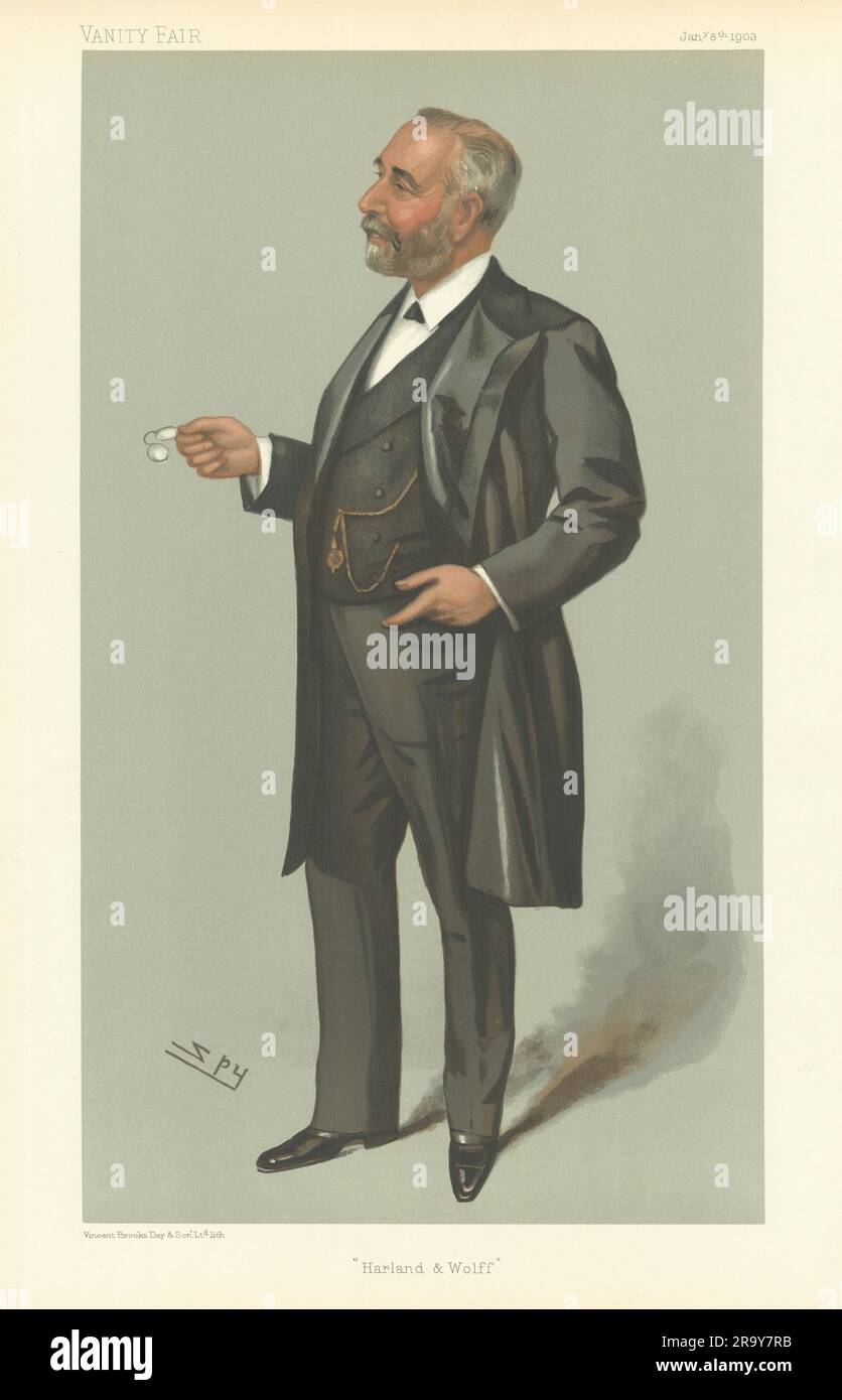 VANITY FAIR SPY CARTOON William James Pirrie 'Harland & Wolff'. Shipbuilder 1903 Stock Photo