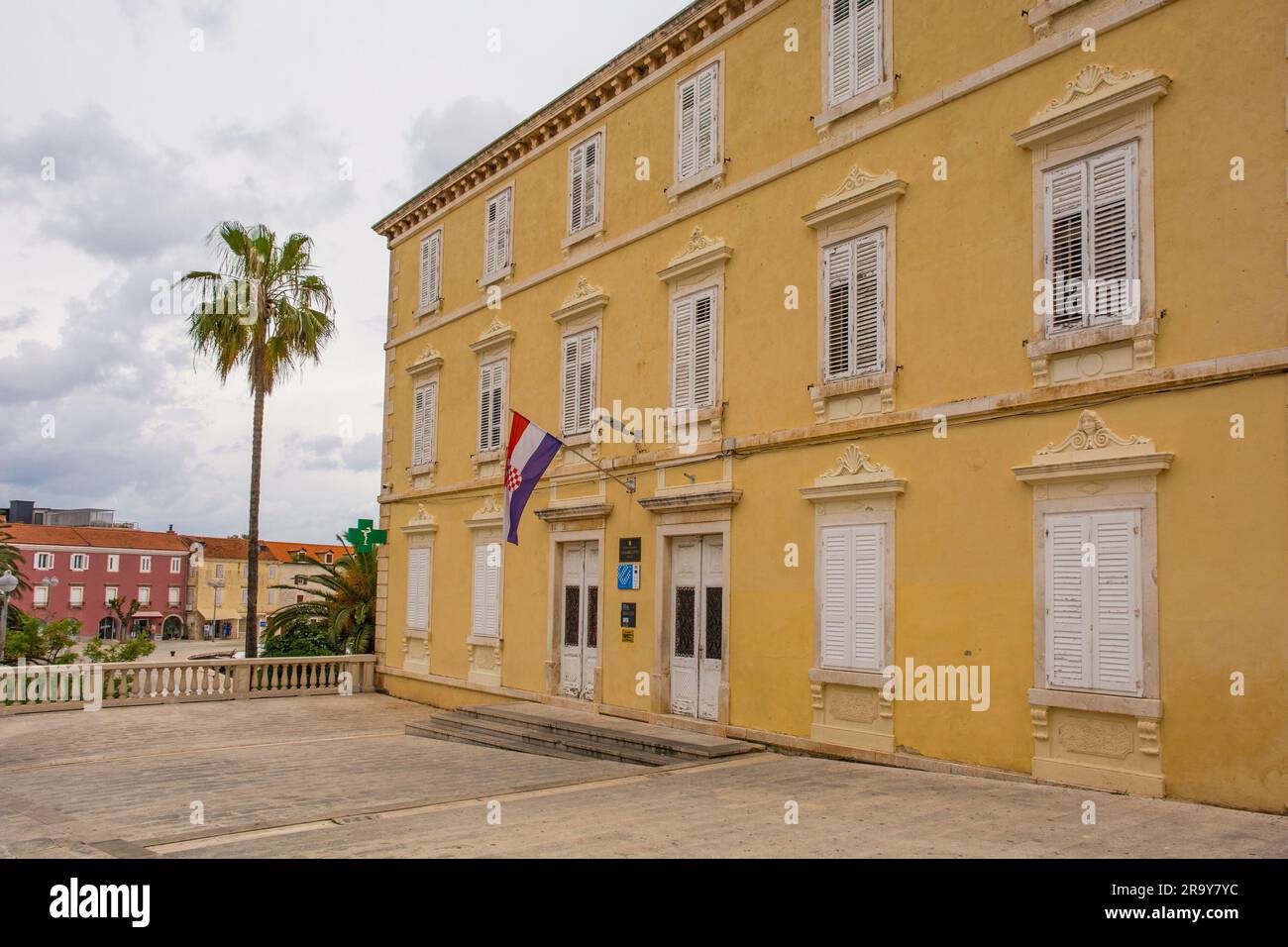 Supetar, Croatia - May 13th 2023. The elementary school building in Supetar on Brac Island, Croatia Stock Photo