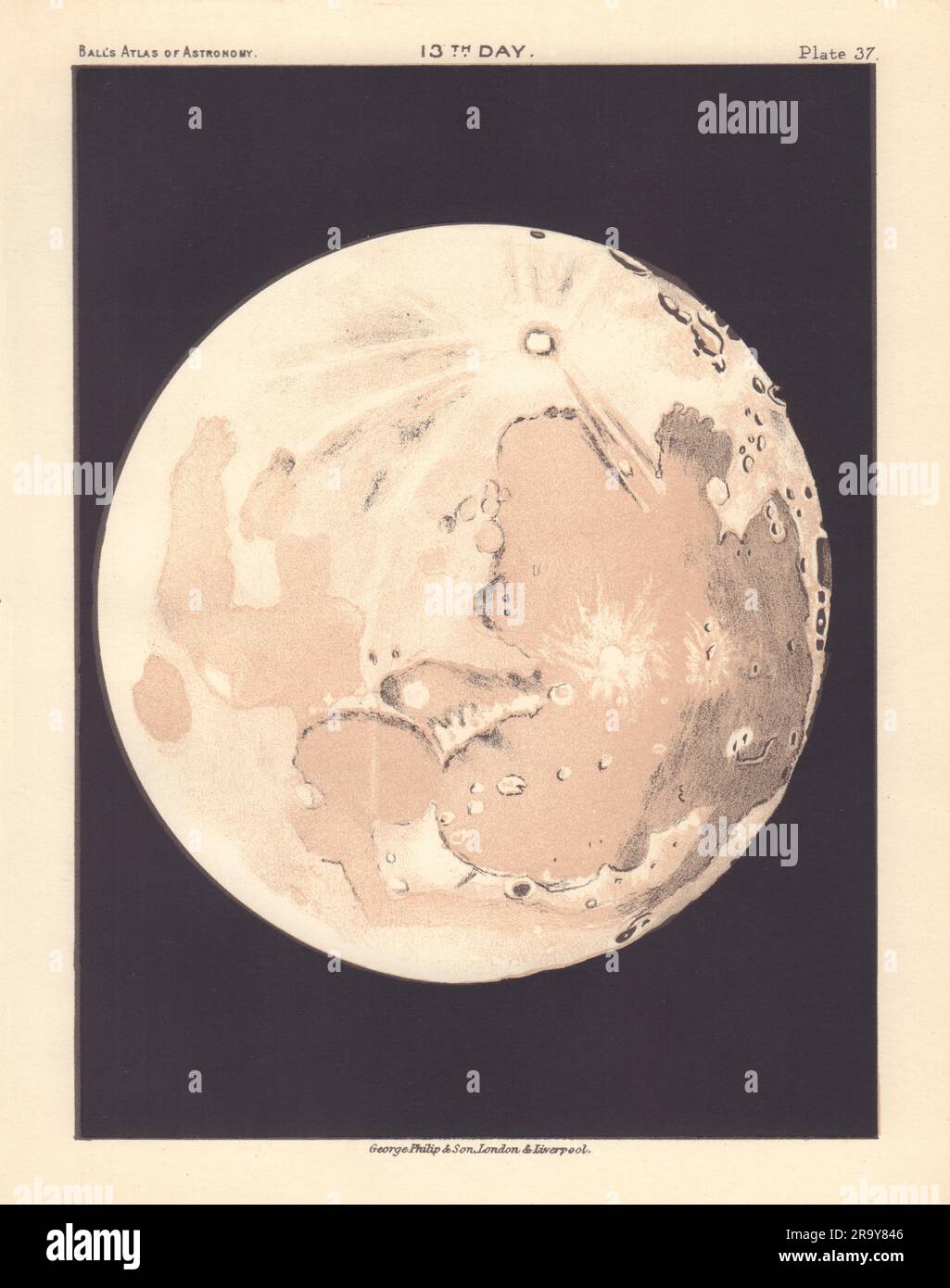 天文学】 月の図 Chart of the Moon 1890年 イギリス