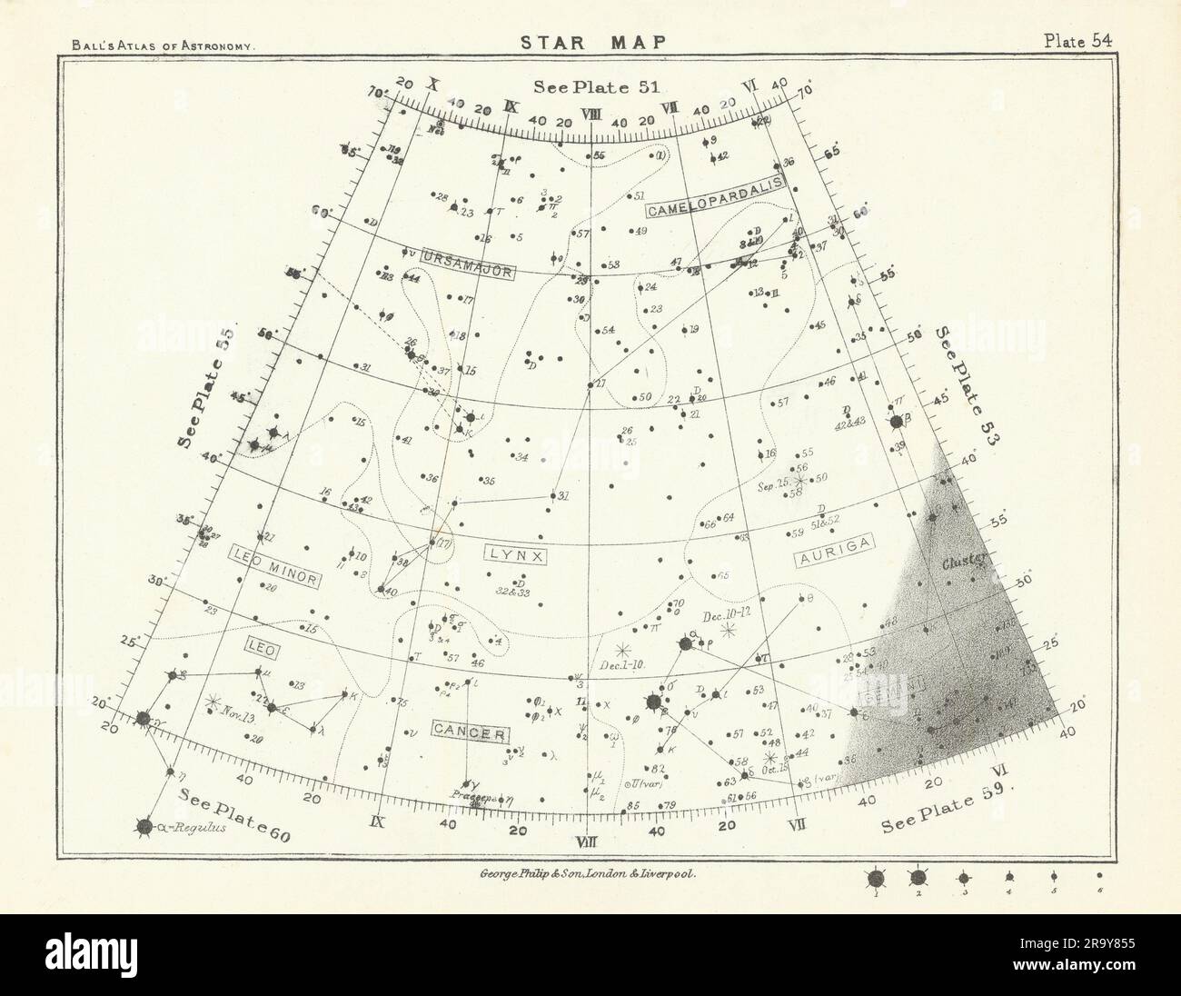 Star map night sky Auriga Camelopardalis Cancer Gemini Leo Minor Lynx ...