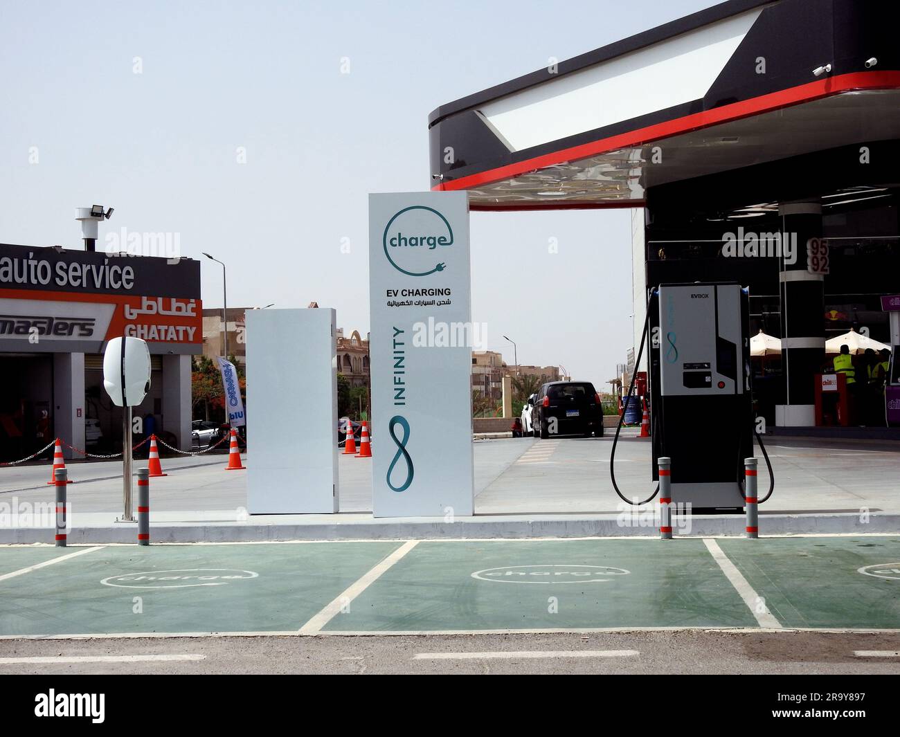 Cairo, Egypt, June 9 2023 EV charging station outdoors in Egypt for EV