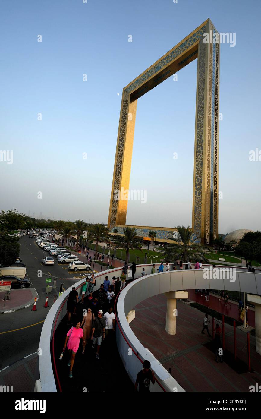 People visit Dubai Frame during the Eid Al Adha holidays in Dubai